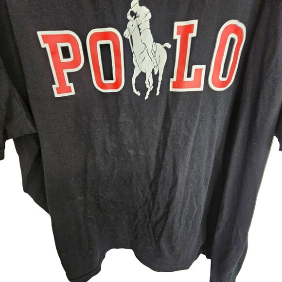 Polo Ralph Lauren Mens T-Shirt Big Pony Logo Size 4XB Black Paint Spellout Tee - Picture 3 of 7
